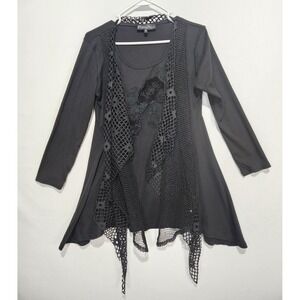 Pretty Angel Women's Layered Retro Black Top Size S